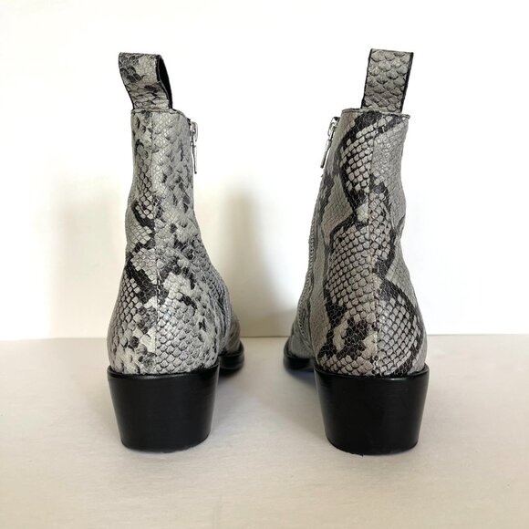 RICHARDS - GREY SNAKESKIN LEATHER ZIP BOOTS (SIZE 6-fits like 6.5) - Picture 5 of 8